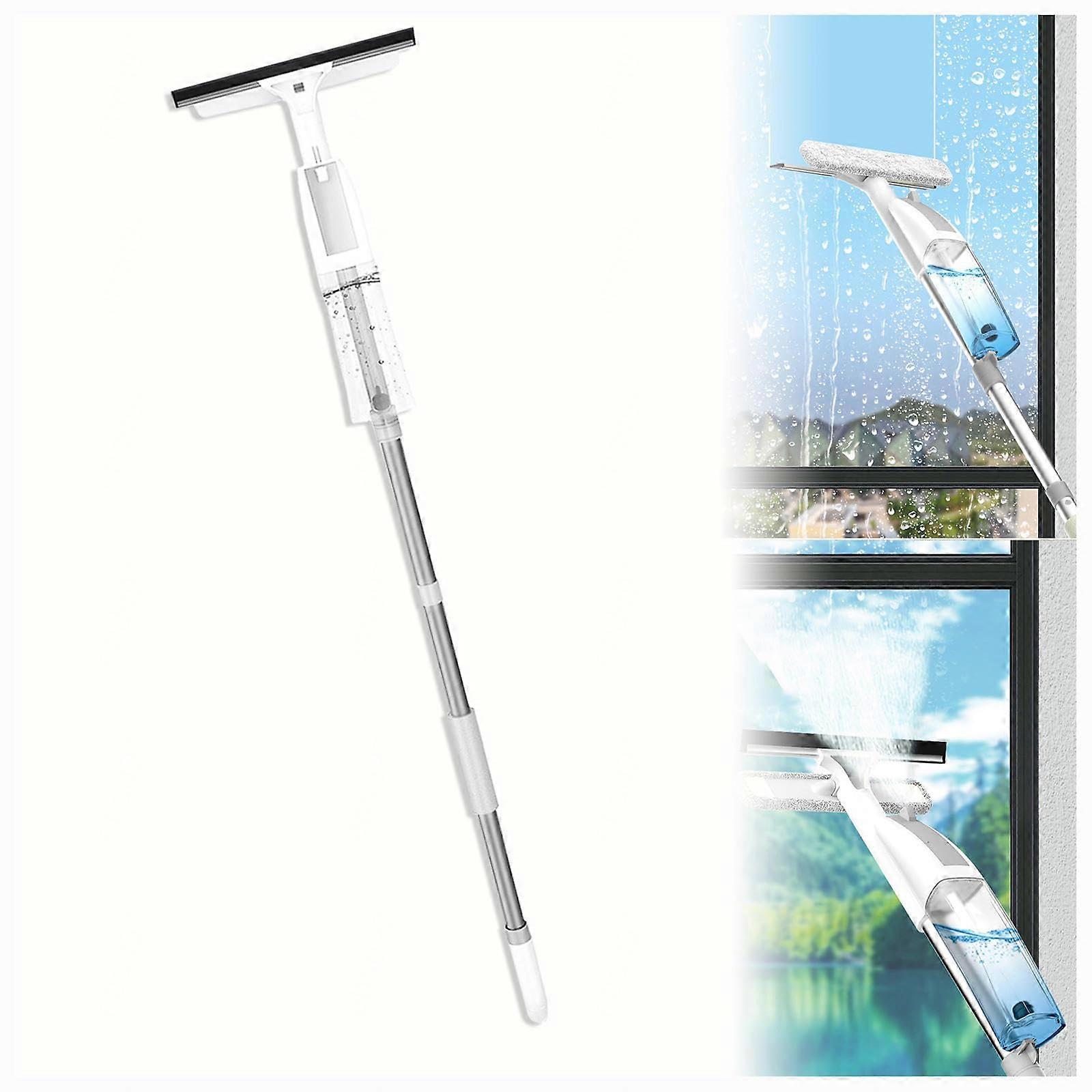 3 in 1 Window Cleaning Squeegee Kit with Telescopic Extension Pole and Replaceable Microfiber Pads