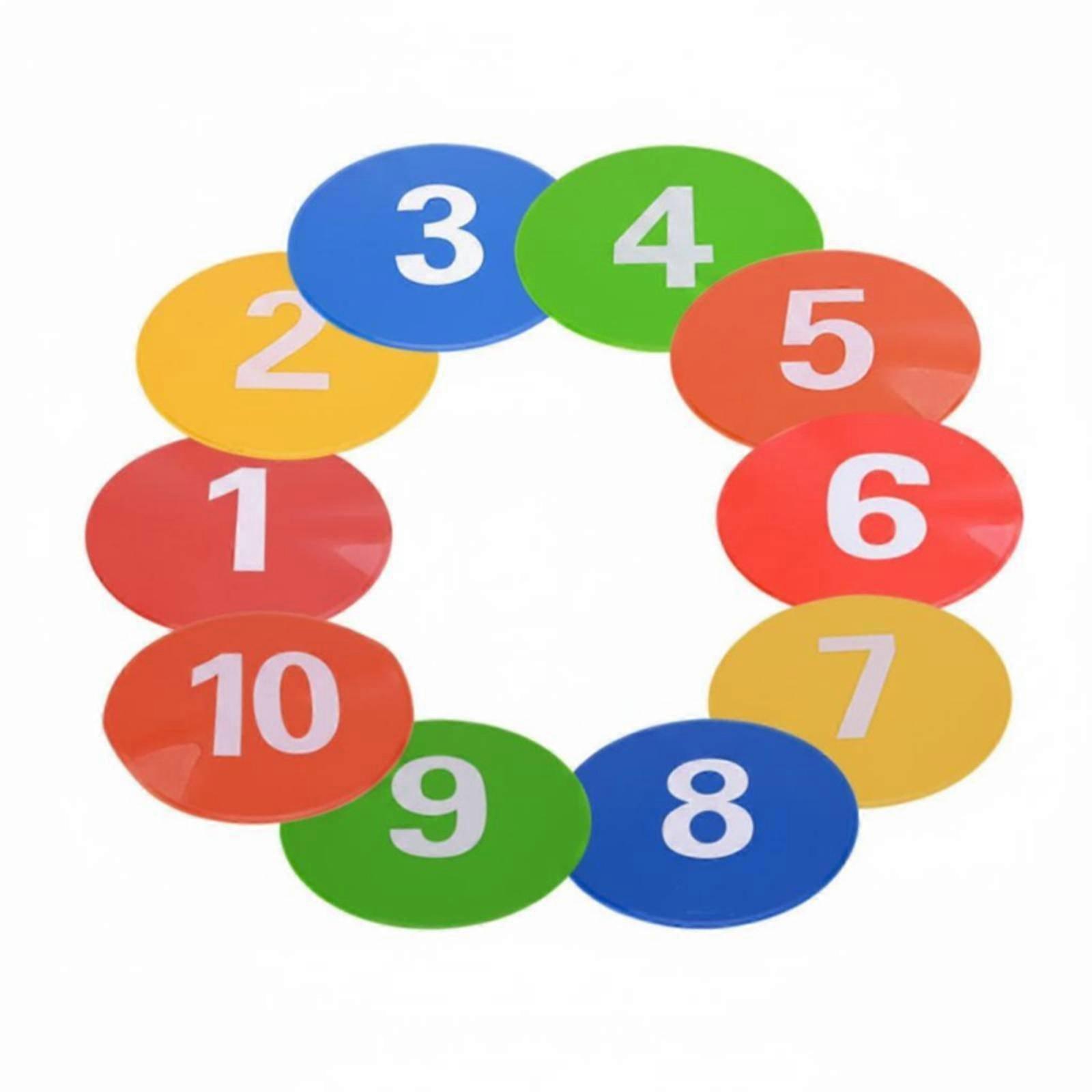 10 Pieces Numbered Flat Markers Flexible Numbered Training Discs Non-Slip Flat
