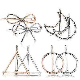 8 Pcs Hair Clip Pour Femmes - Cheveux Barrettes Cheveux Pins Lune Triangle Cercle Papillon Pinces à Cheveux Pour Filles Épais Coiffure de Cheveux