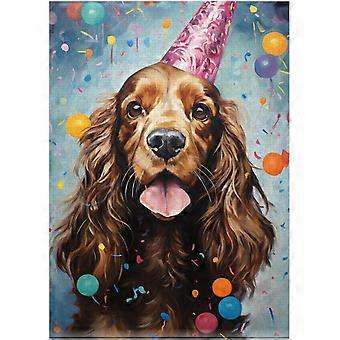 Quebra-cabeça de aniversário com Cocker Spaniel. Celebre com um presente de aniversário com um Cocker Spaniel! AZQ386