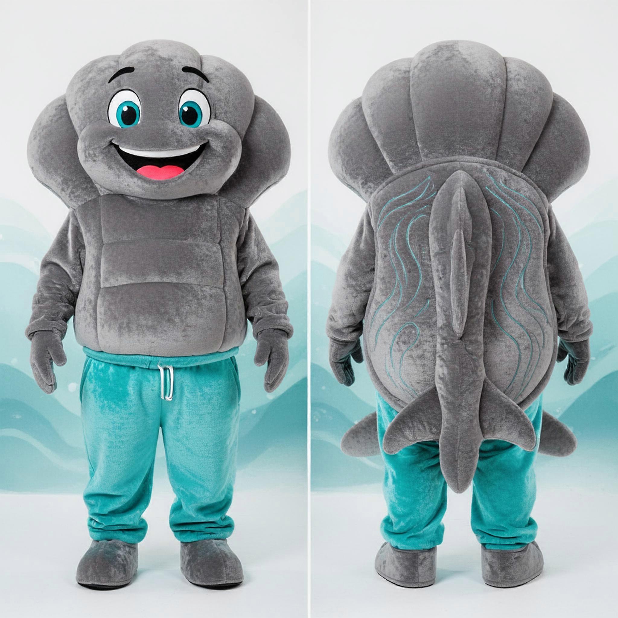 MASTICOT Velvety Gray Cartoon Sea Turtle Mascot