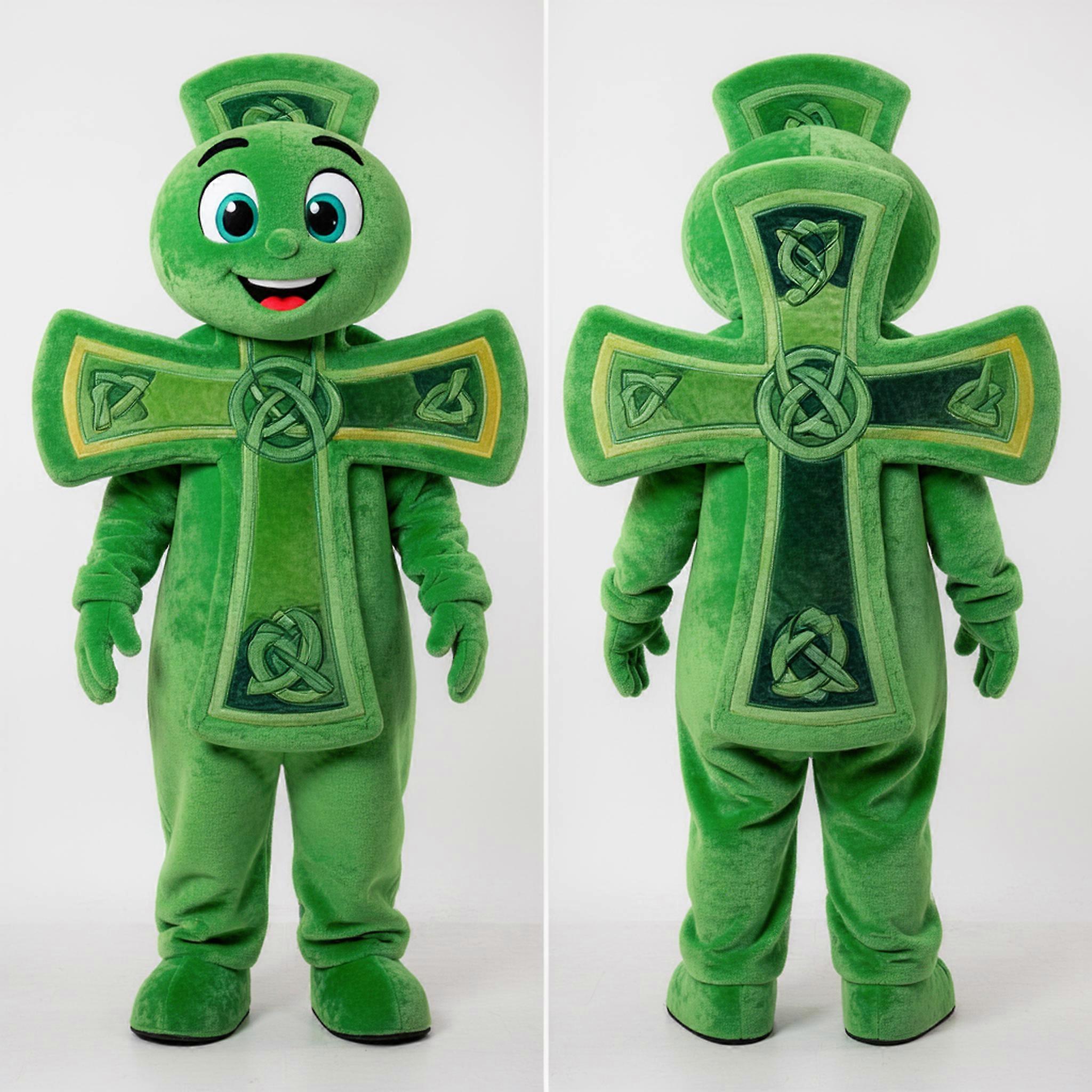 MASTICOT Emerald Green Broad Shouldered Celtic Cross Mascot