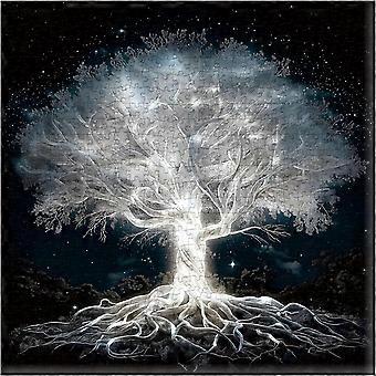 Leuchtender Lebensbaum-Puzzle für Erwachsene – Fantasiewald, weißer Baum unter Sternenhimmel (TRW092)