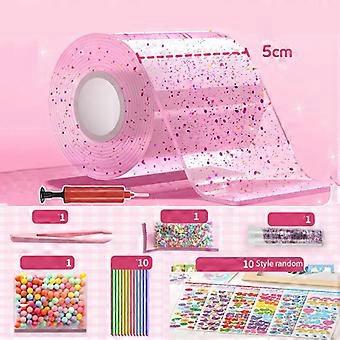 Glitter Nano Tape Set, Bubble Blowing Full Kit, Squishy Sticky Toy with Holes, Stress Relief Putty Glue for DIY Fun