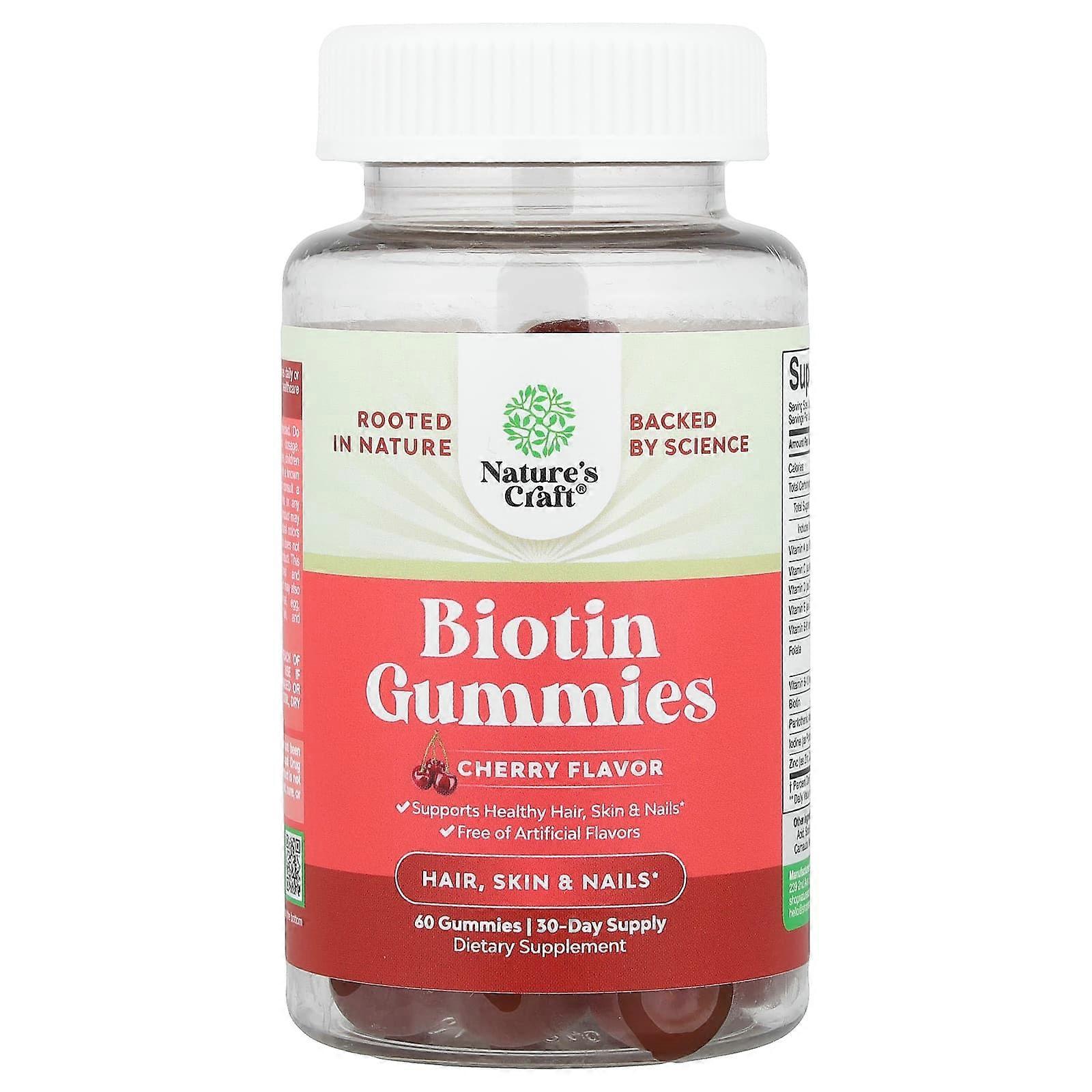 Nature's Craft, Biotin Gummies, Cherry , 60 Gummies