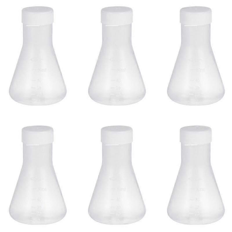 6 pcs flacon en plastique professionnel erlenmeyer flacon transparent science flacon