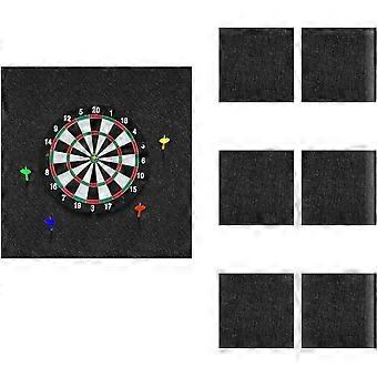 Vilten dartbord muurbescherming, zelfklevend, zwart, 6 stuks