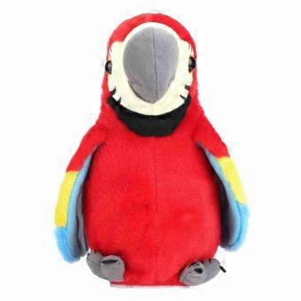 Cartoon Cute Electric Recording Learning Talking Plush Parrot Early Education Toy(Red)