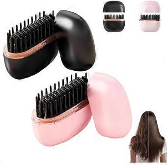 Cordless Mini Hair Straightener Comb with Fast Heating, 3Speed Control, AntiScald, Rechargeable for Travel (Pink Black)