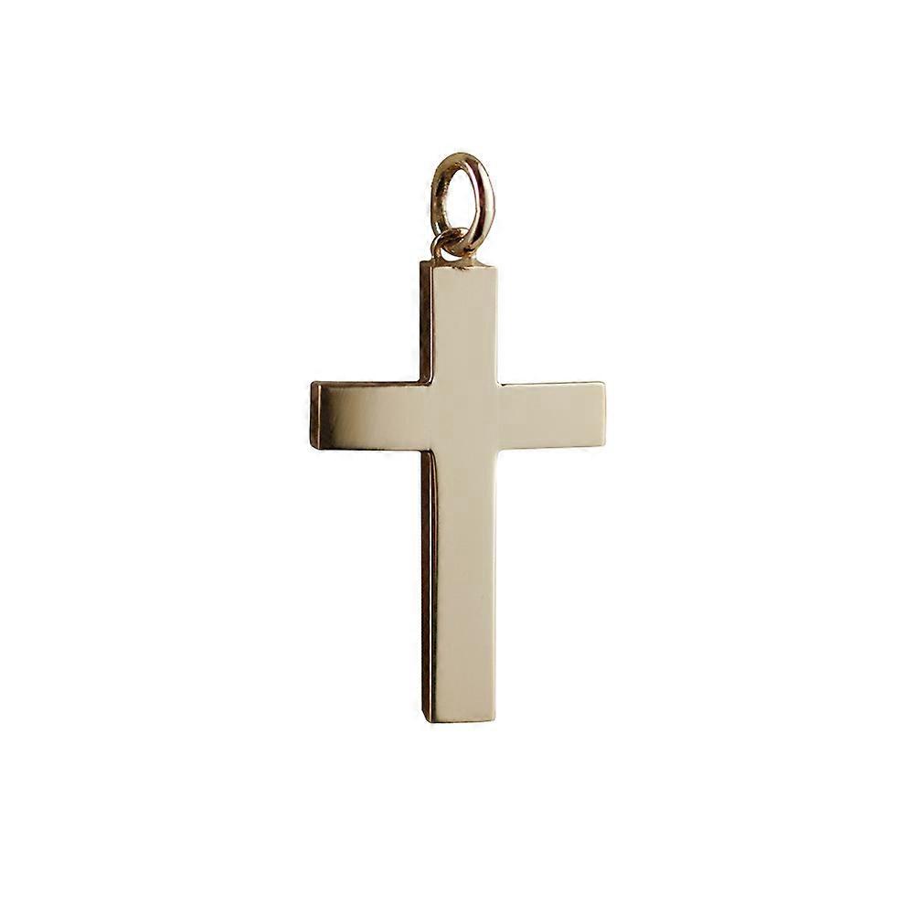 9ct Gold 30x20mm plain solid block Cross