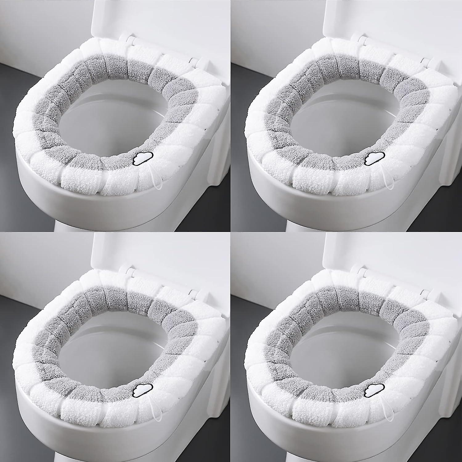 4pcs Soft Toilet Cover pad with Handle bathroom Heating seat expandable Fiber Extended Toilet pad comfortable Washable Toilet Cover pad