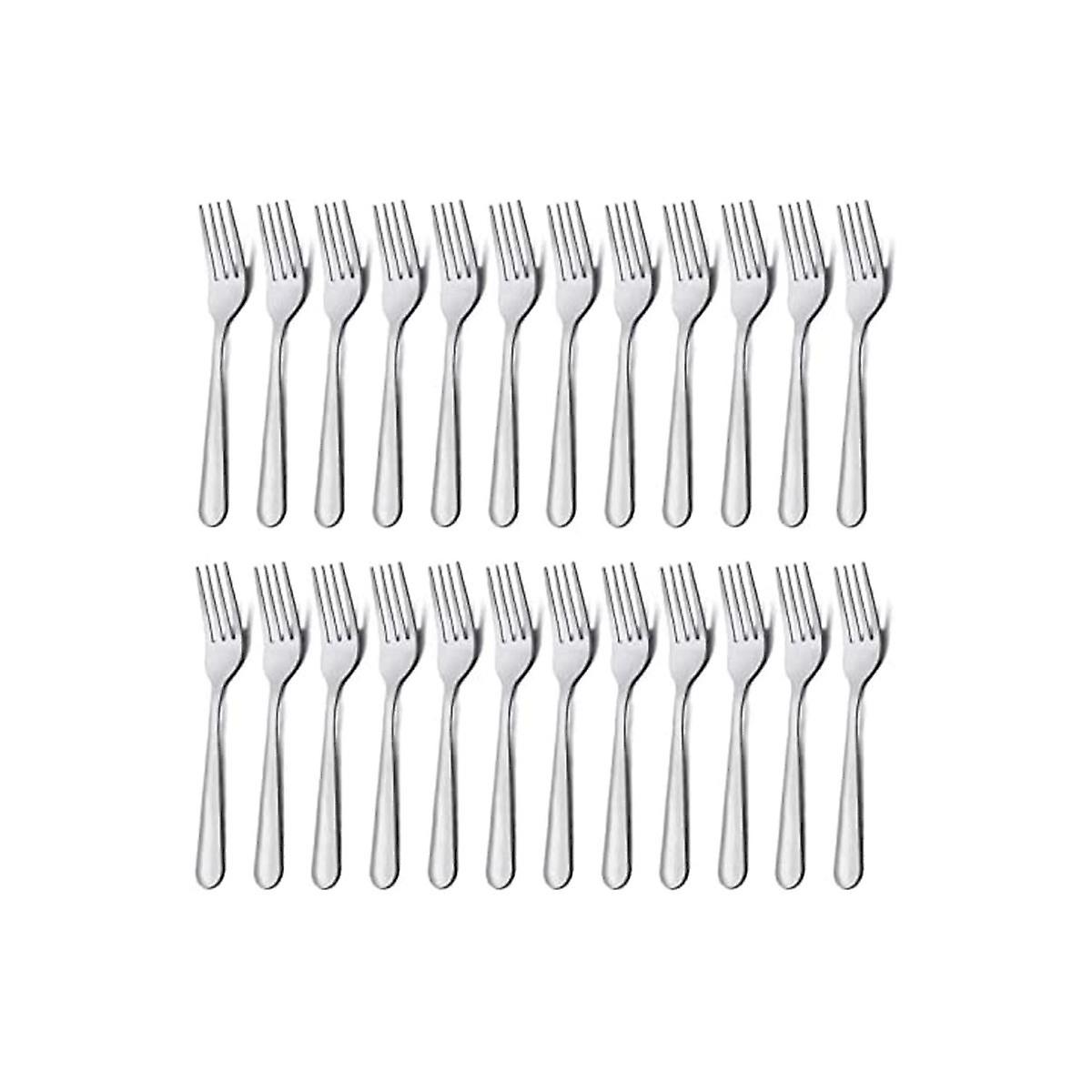 Ensemble de 24 fourchettes de table en acier inoxydable argenté de 18 cm, fourchettes, couverts, fourchettes