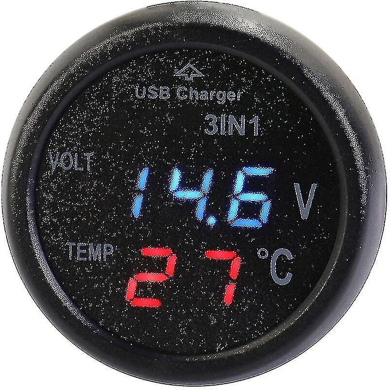3 in 1 Multifunctional Digital Voltage Temperature Monitor Multimeter Car Motorcycle Battery Voltmet