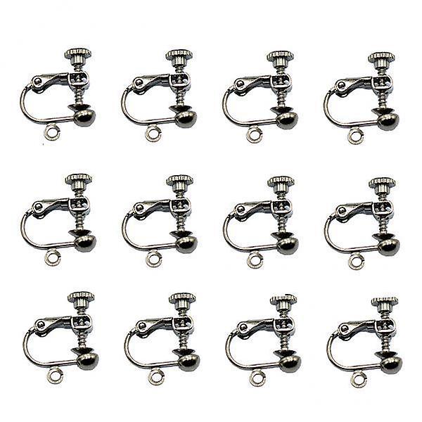 3x12pcs Adjustable Screw Earring Clips Hook Jewelry Making Grey Black