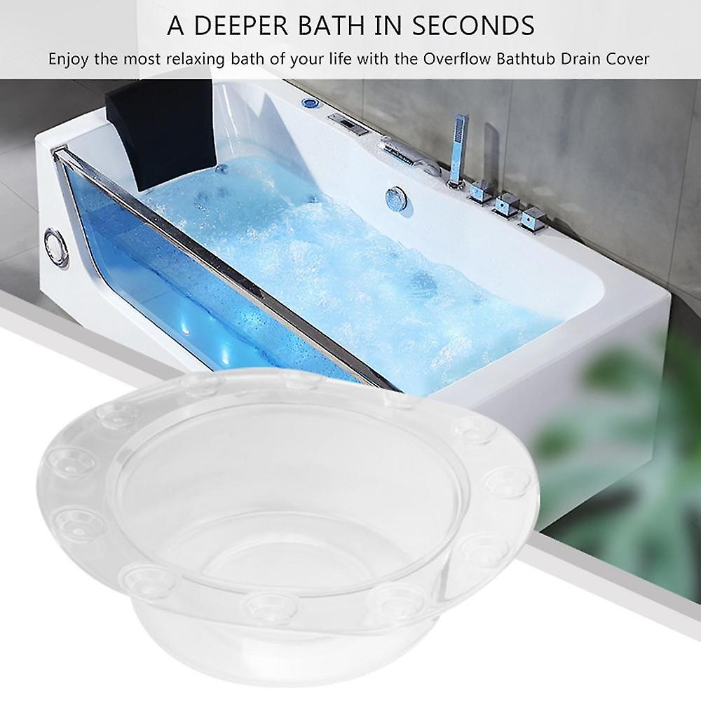 2-Pack Clear PVC Overflow Drain Cover For Bathtub – 4.5" Diameter With Suction Cups, Deeper Bath Stopper