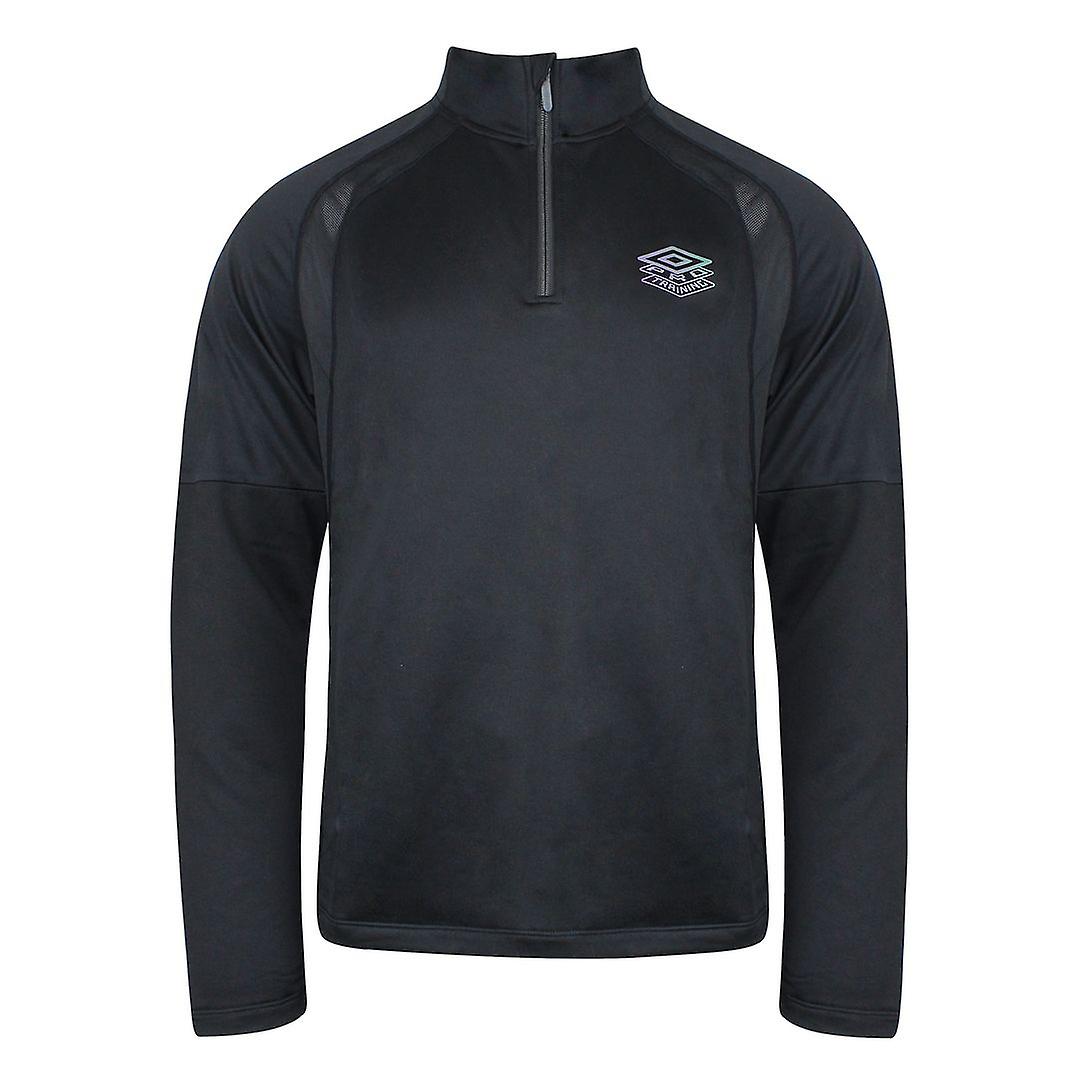 Umbro Long Sleeve Half Zip Up Black Graphic Logo Men Pro Training Top 65842G CMM