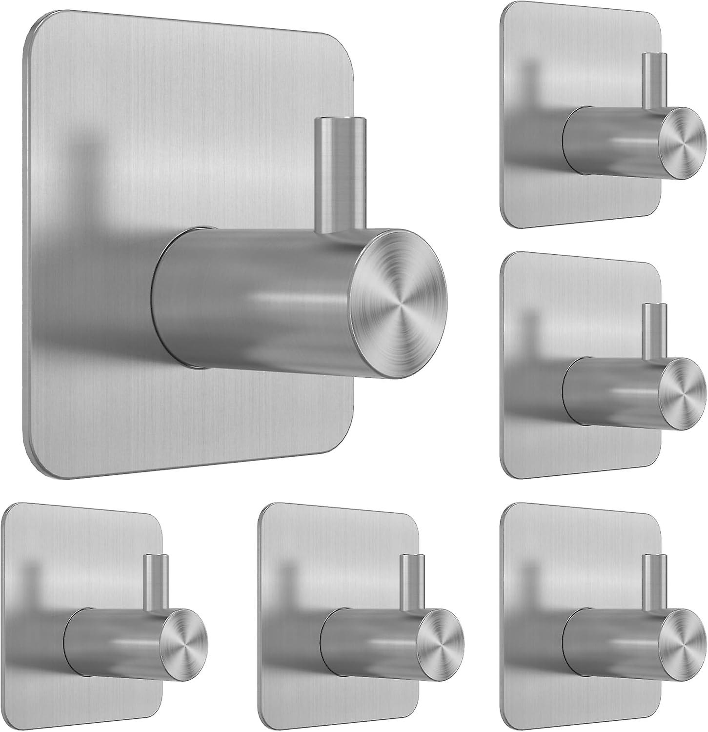6 Pcs Adhesive Wall Hooks For Hanging - Waterproof Shower Hooks, Heavy Duty Towel Hooks For Bathrooms, Kitchens, And Offices