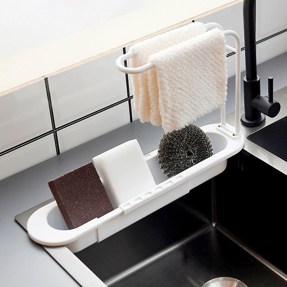 Telescopic Sink Drain Shelf Double Layer Adjustable Telescopic Durable Draining Rack Kitchen Storage Holders