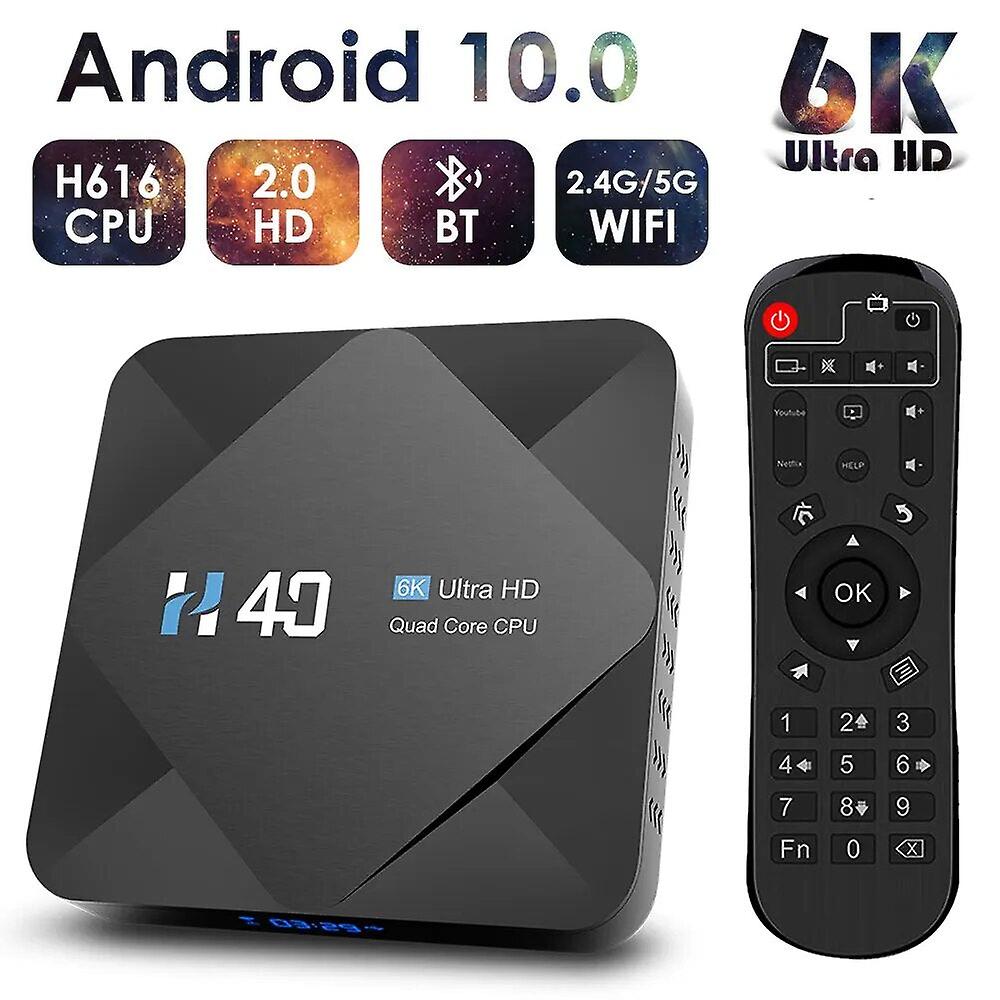 H40 Android 10.0 Allwinner H616 Tv Box 6k HD 3D Support 2.4g / 5g Wifi Bluetooth Smart Android Box H.265 Media Player جهاز فك التشفير