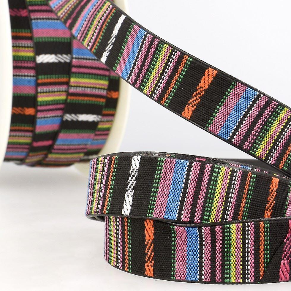 15mm Stephanoise Faux Leather Lined Webbing Multi 5 - per metre