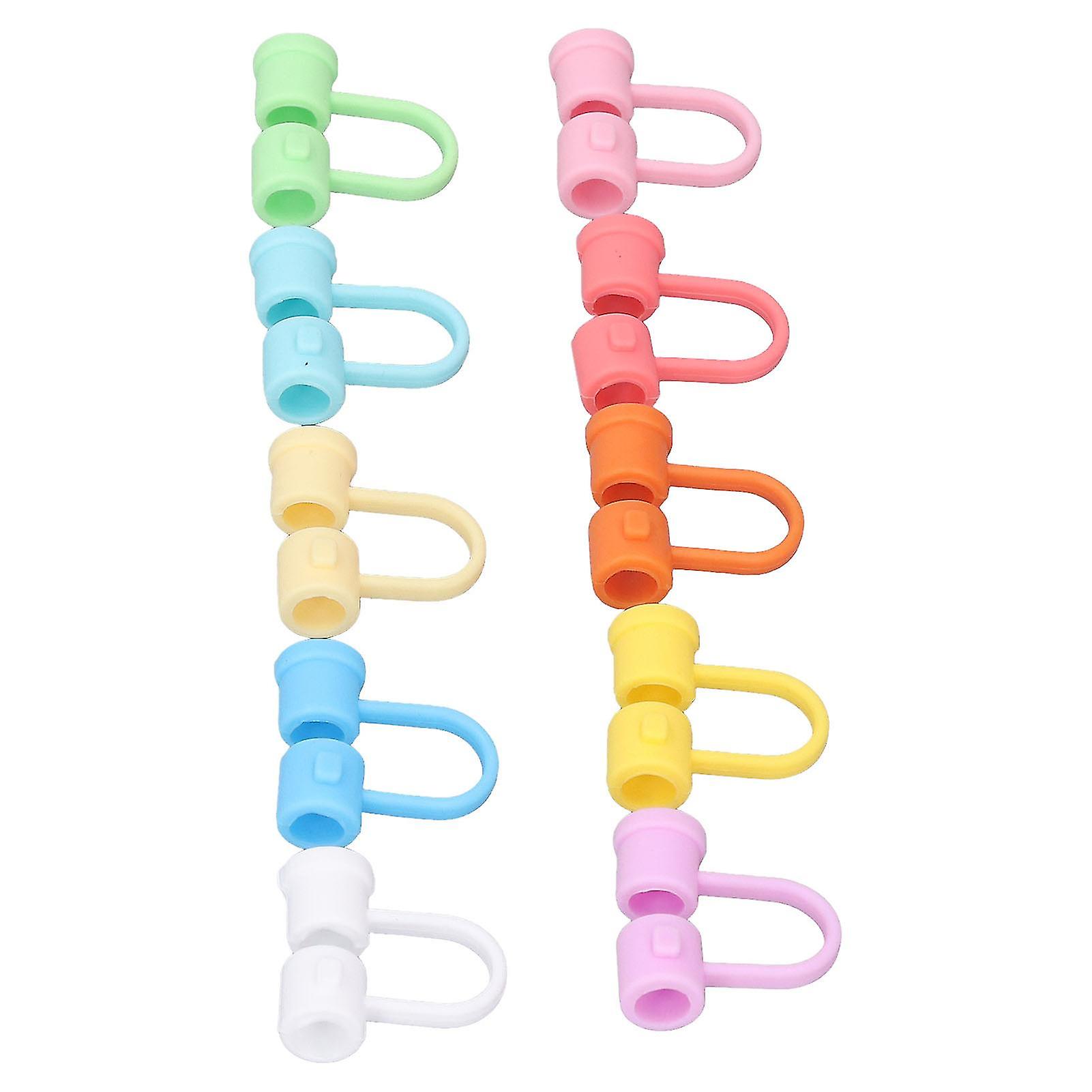 Straw Covers Dustproof Decorative Splash Proof Odorless Reusable Straw Toppers for Party ShoppingTravelling Camping 24 Rainbow Coloured Straw Caps