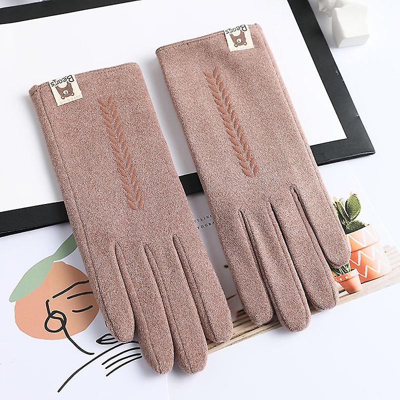 נשים חדשות חורף שמור על חום מסך מגע כפפות קטע דק שכבה אחת פלוס קטיפה בפנים נקבה אלגנטית כפפות רכות