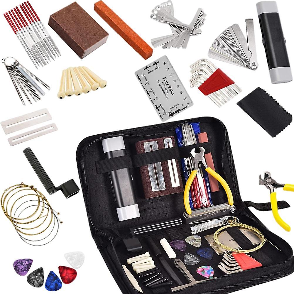 72Pcs Guitar Tool Kit Maintenance Tools with Carrying Bag String Organizer String Action Ruler Gauge Measuring Tool