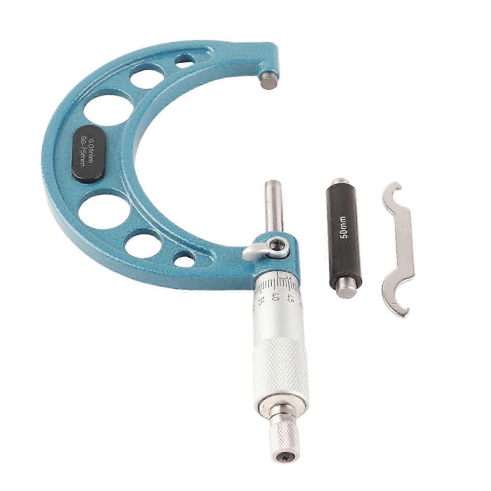 Professional Inch/Metric Thickness Measuring Tools, Outside Micrometer, Stainless Steel Thickness Measuring Tool with Wrench 0.01mm(50-75mm) Y0M04