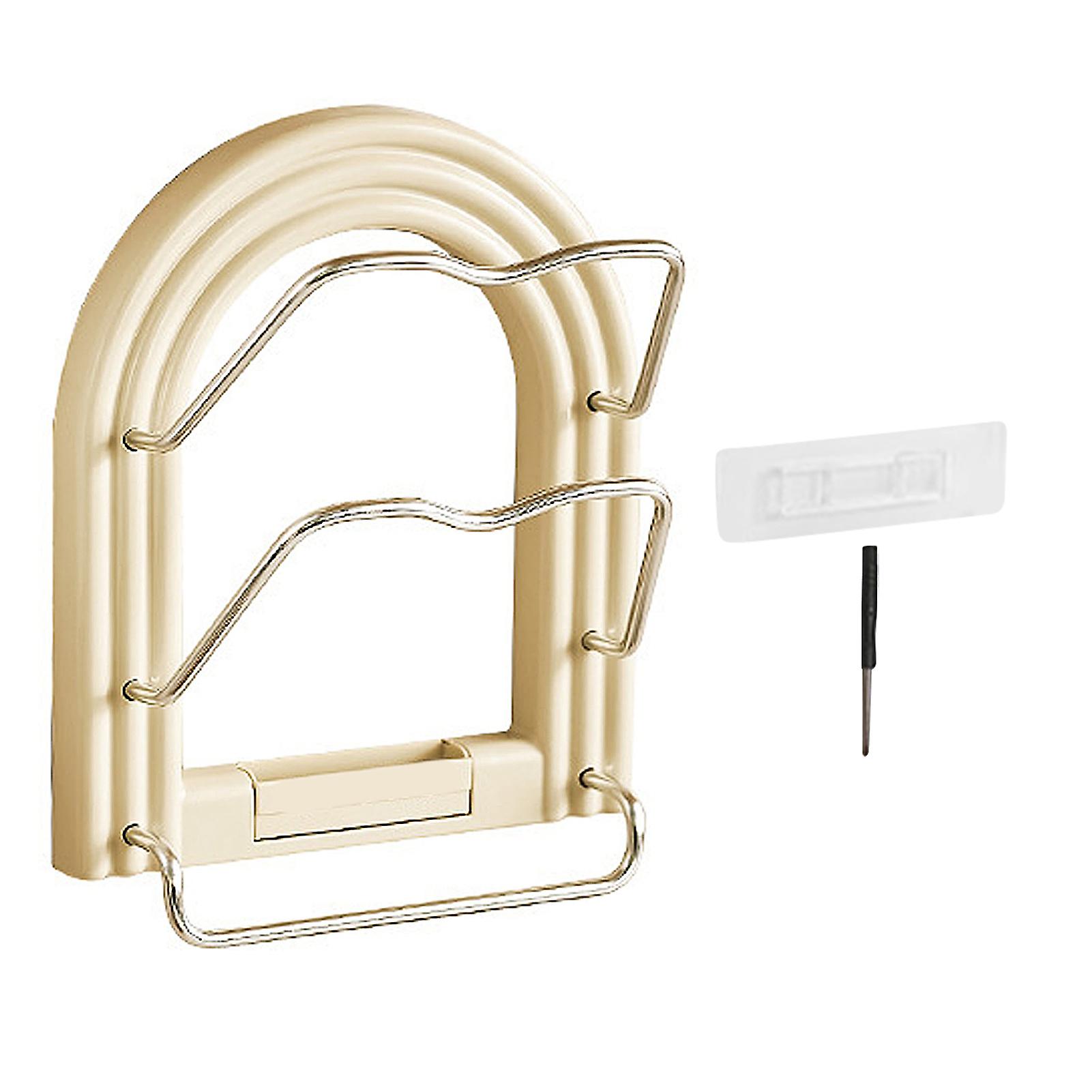 Pot Lid Organizer Rack Wall Mounted Drill Free Space Saving Aluminum Alloy Pan Cover Rack for Kitchen Towel Rack Type