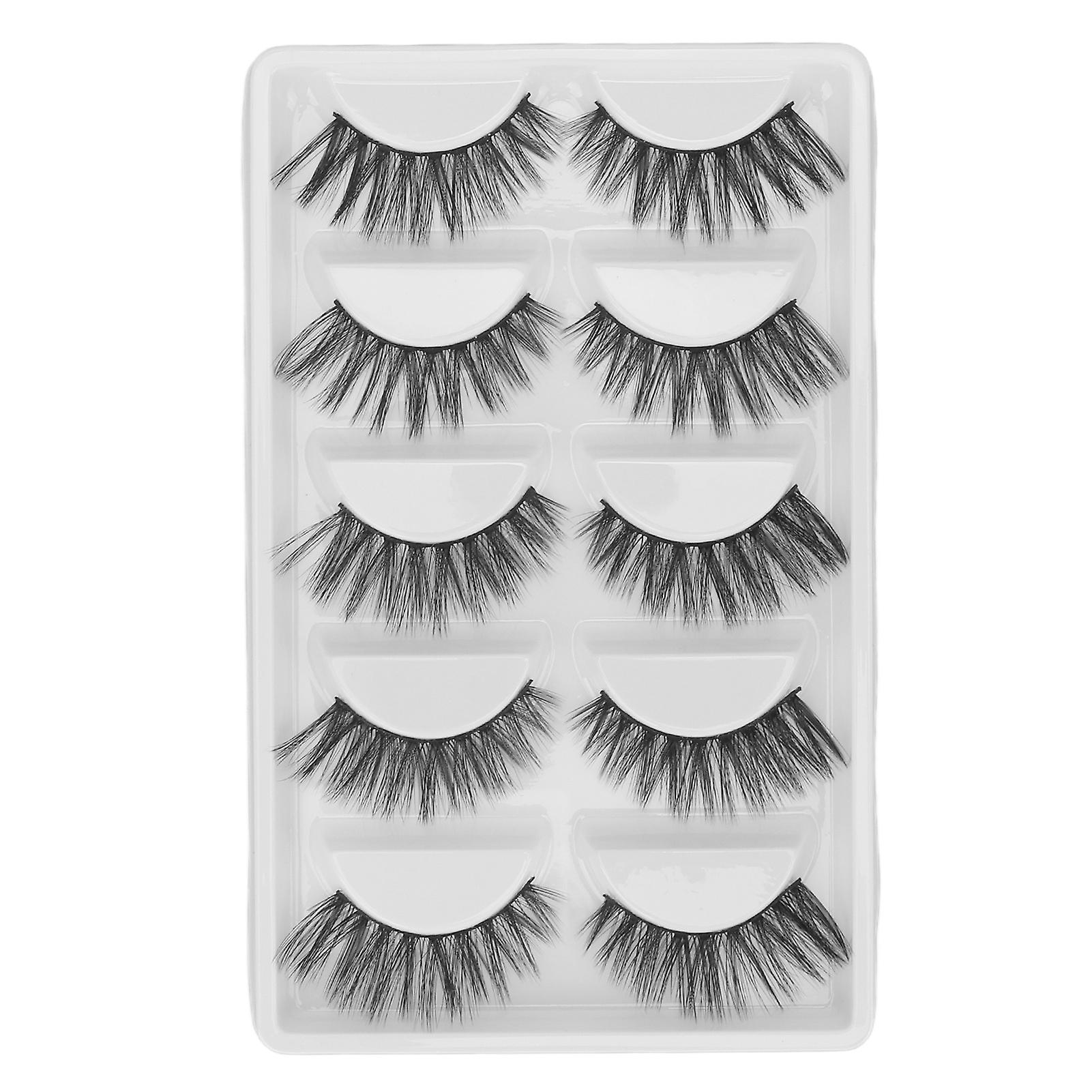 6D False Eyelashes Fluffy Curly Reusable Realistic Fake Eyelashes for Stage Performance Cosplay Daily 5 Pairs