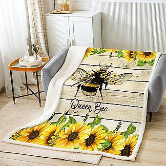 Honey Bee Fleece Throw Blanket for Girls Boys Sunfloral Yellow Bee