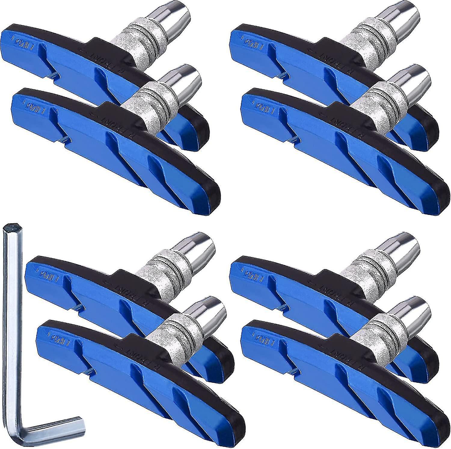 4 Pairs Bike Brake Pads With Hex Nuts And Spacers V Bicycle Brake Blocks Set 70 Mmblack