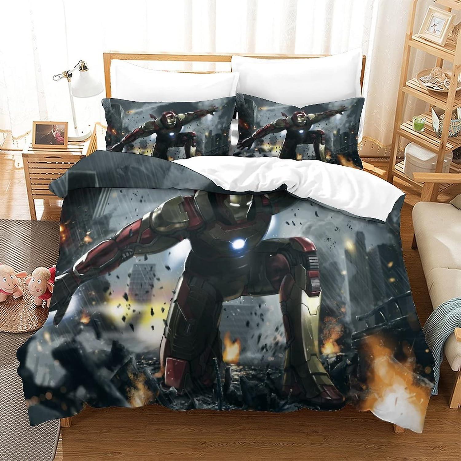 HOUKIG Iron Man - طقم مراتب ديكور سكني للأطفال ، طقم مراتب حمام مائي ، 3 قطع ، مرتبة حديثة مع أبطال خارقين ،