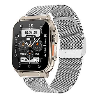 A70 1,96 Zoll Gesundheitsüberwachung Bluetooth Anruf Smart Watch Silber Stahl