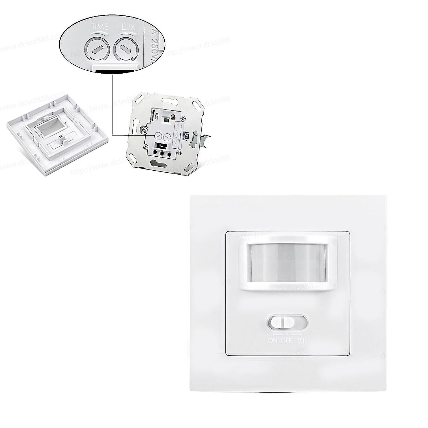 Flush-mounted Motion Detector Infrared Pir Sensor Switch 140 White 110-240v Led New