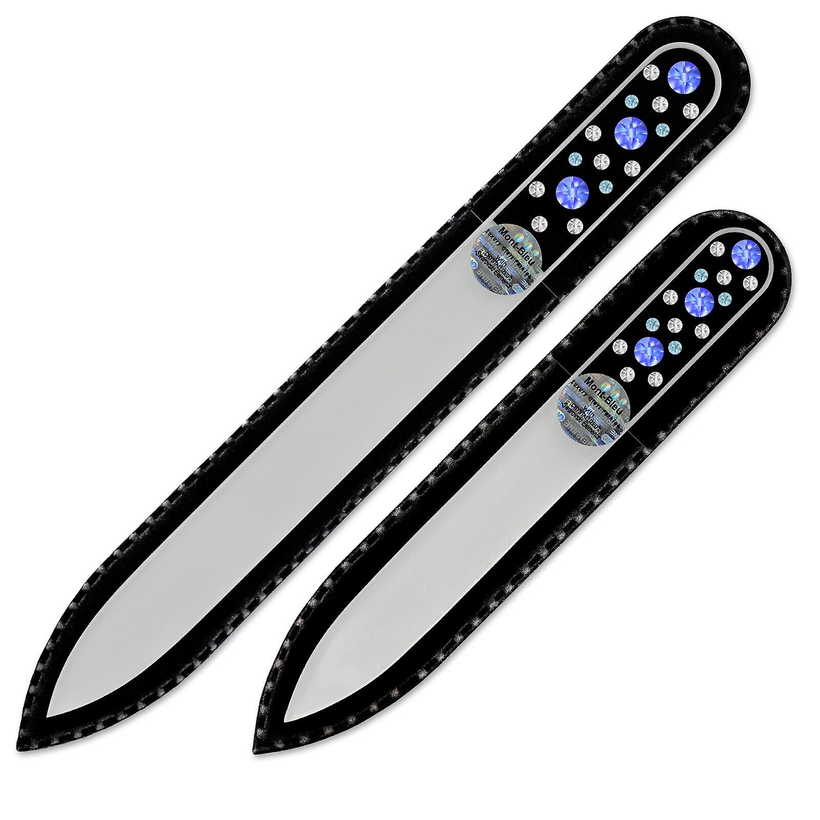 Set of 2 Glass Nail Files with crystals CN-MS - Sapphire - Crystal