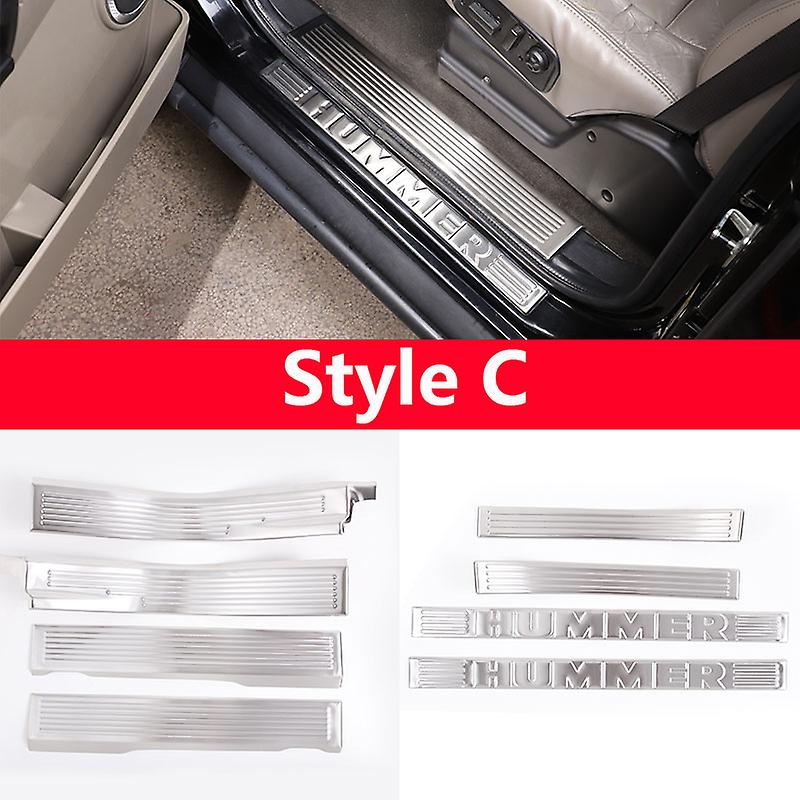 עבור האמר H2 2003-2007 עיצוב רכב נירוסטה כסף סף דלת מכונית בעיטה דוושה מדבקת רצועה דקורטיבית אביזרי רכב