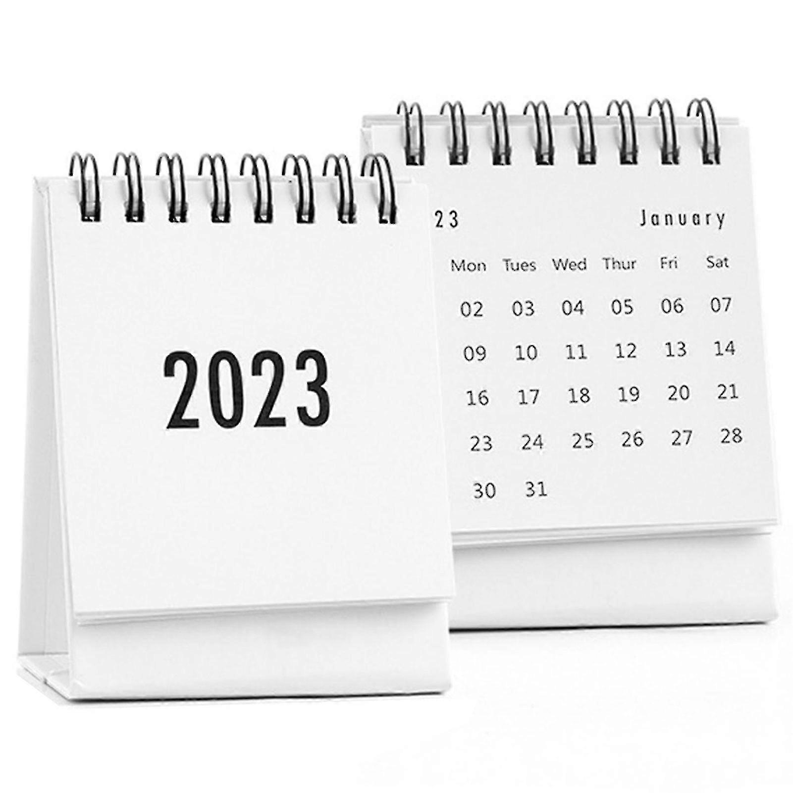 2023 تقويم مكتبي تقويم فليب صغير قائم يوميا للديكورات المكتبية #أبيض