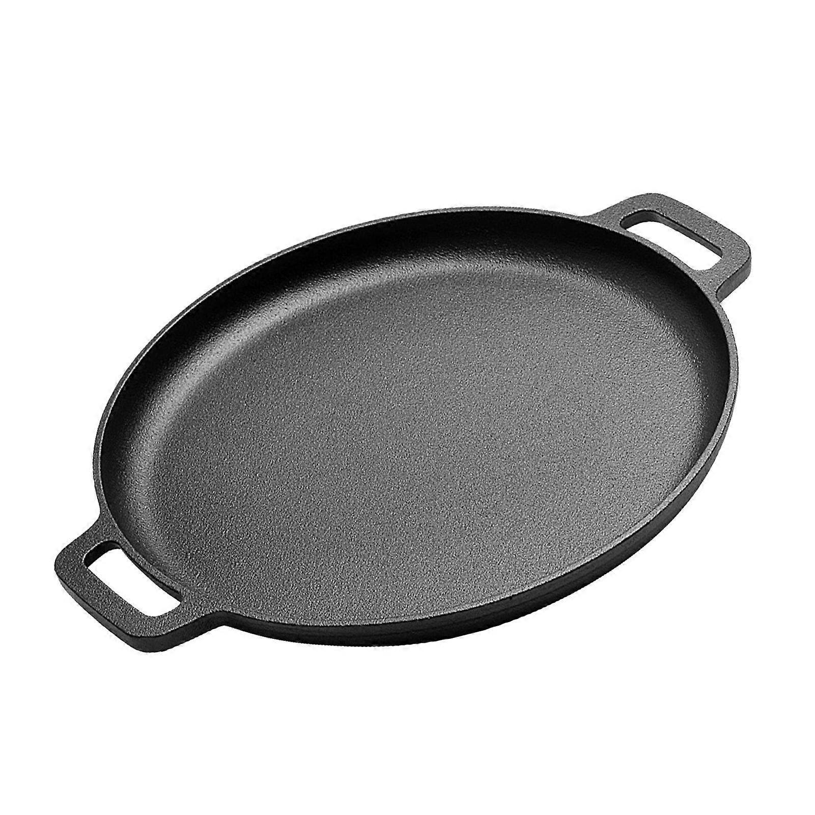 Cast Iron Round Skillet with Double Loop Handles Thick Frying Pan Non Stick Muti Purpose for Cooking Baking Grilling Kitchen Cookware