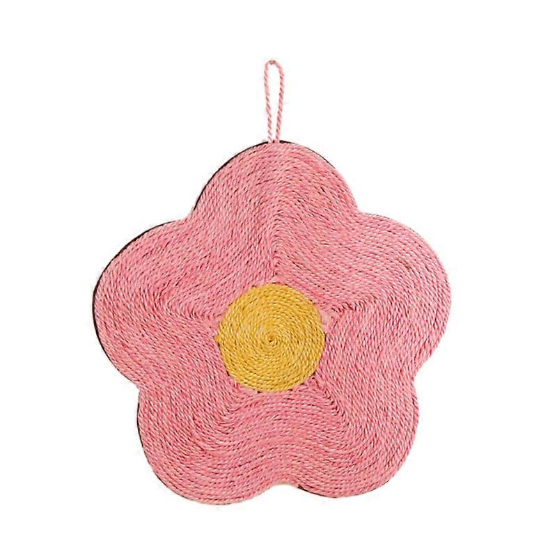 Cat Scratcher Pad Sisal Material Wearproof Large Space Cute Shape Cat Scratching Mat For Pet Cat Red Flower