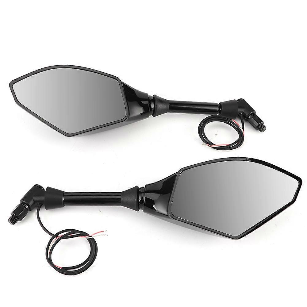2pcs Motorcycle LED Turn Lights Side Rearview Mirrors 10mm/0.4in Thread Fit for HondaBlack E2U411