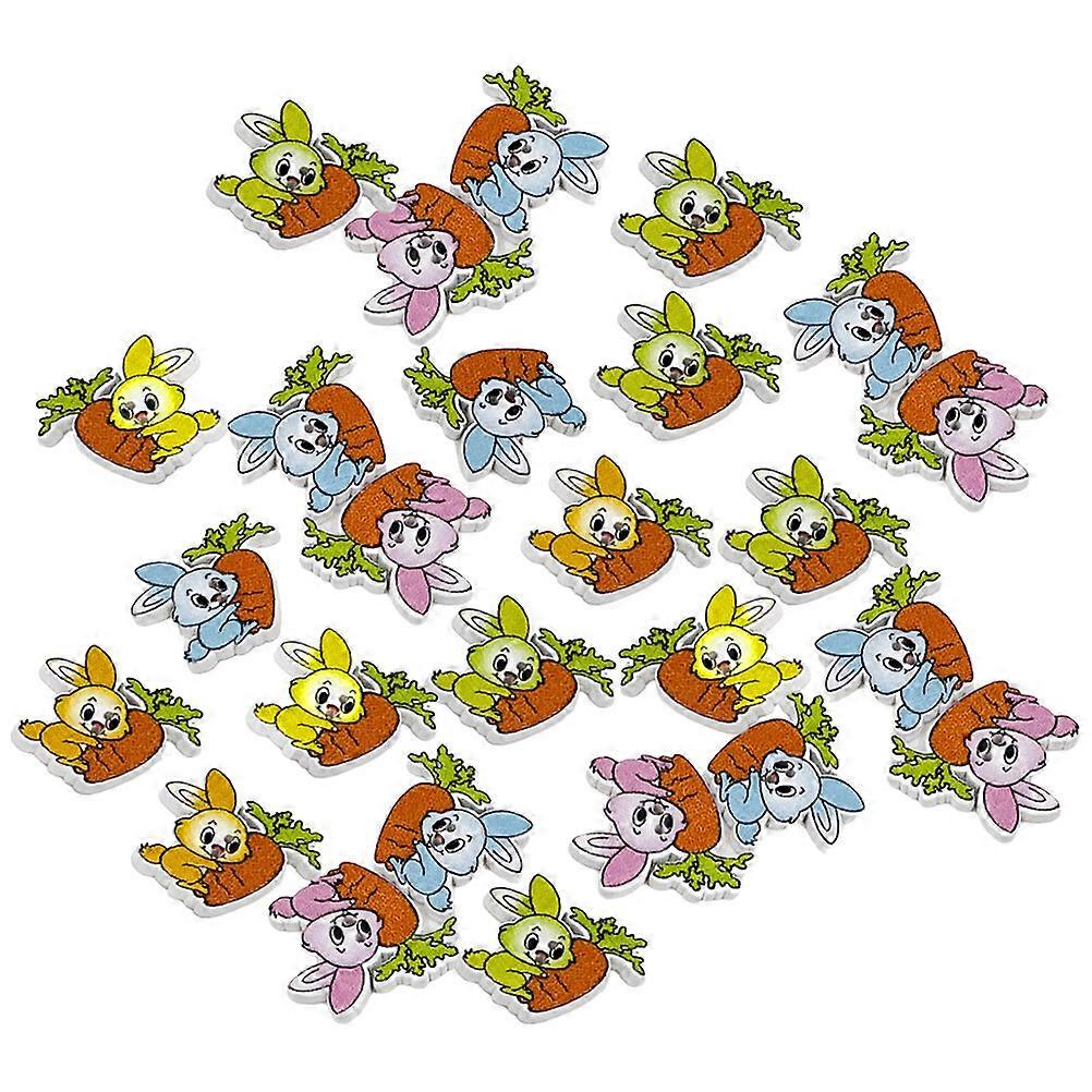 50Pcs Sewing Wood Buttons Easter Themed Buttons Small Rabbit Buttons Wooden DIY Buttons for Crafts