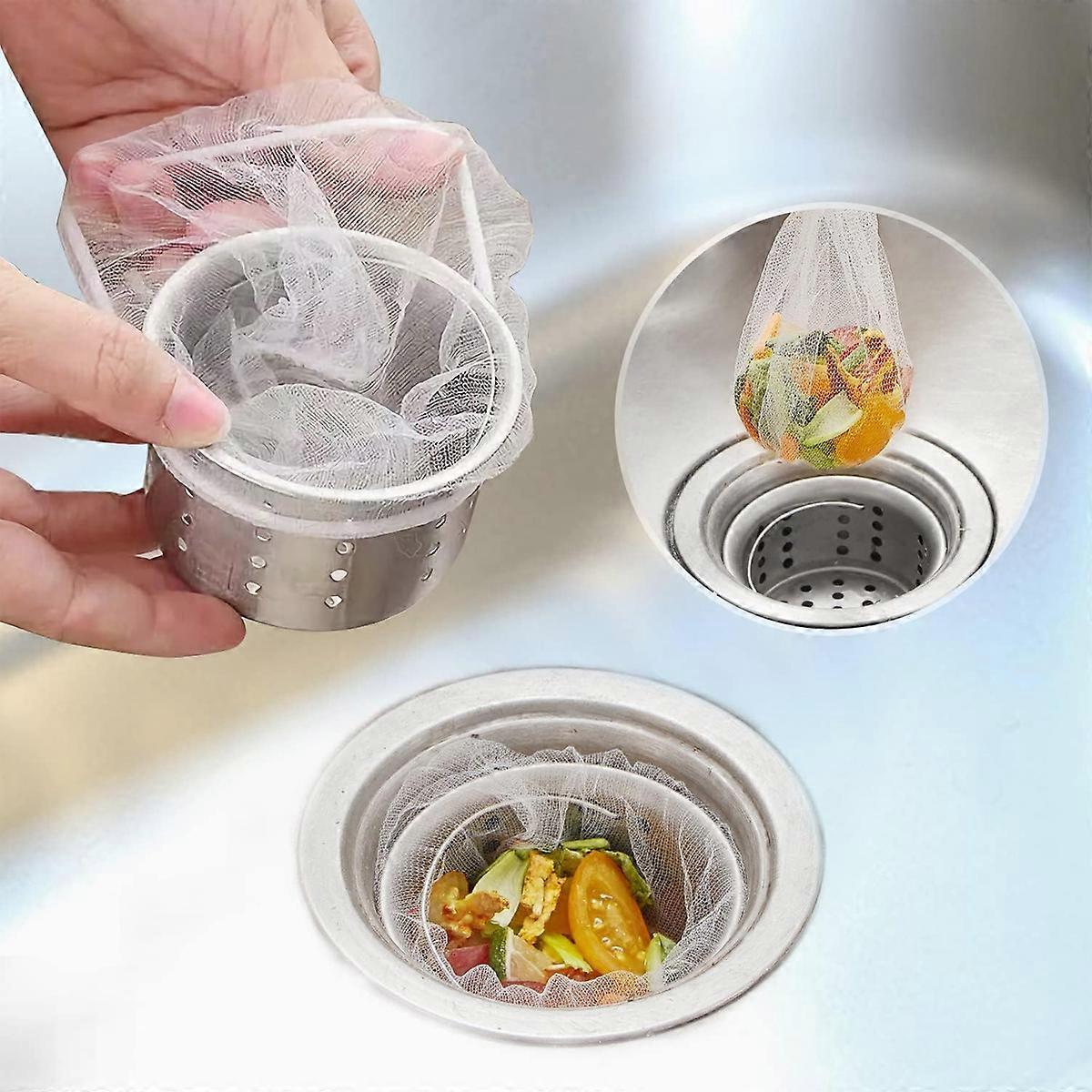 kjøkkenvasksparer, 300 stk engangs nettingposer for kjøkkenvasksil kjøkkenvask avløpskurv, effektiv anti-tilstopping, vask matfanger avløp