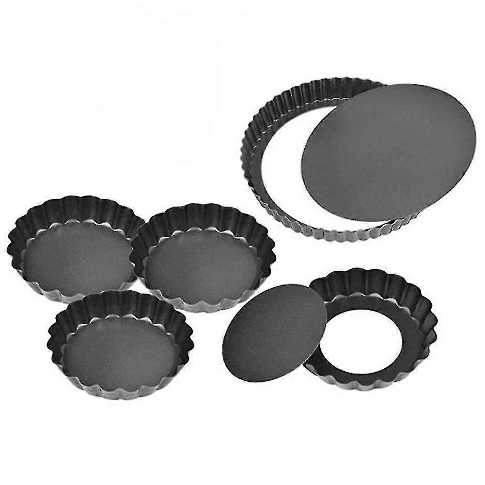 Set Of 5 Tart Pan - Includes 9 Inch Tart Pan With Removable Bottom 4 Inch Mini Tart Pans - Non St