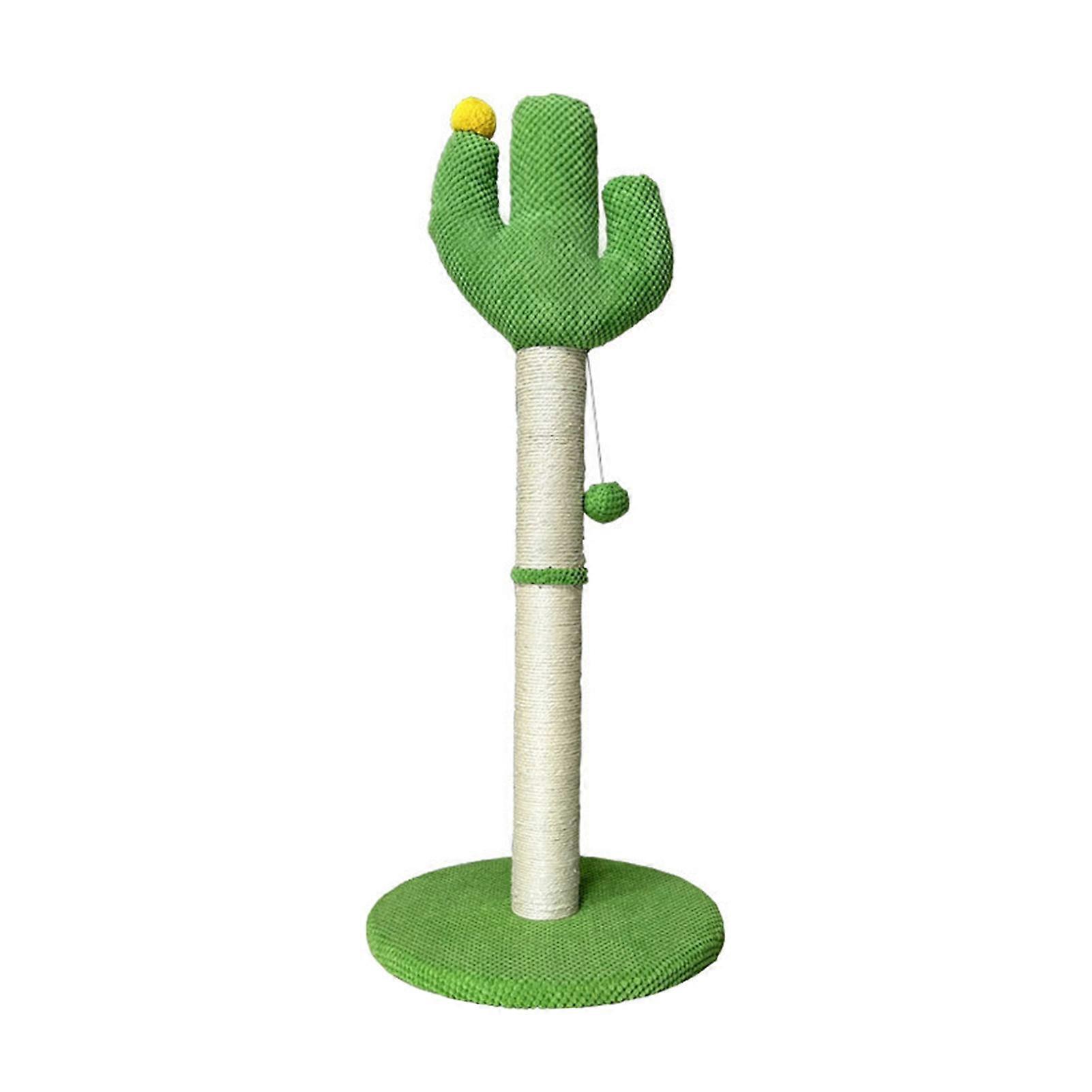 Cat Scratching Post Tall Cactus Sisal Scratcher Post with Interactive Ball Cat Scratching Board Self Groomer for Kittens Adults Cats