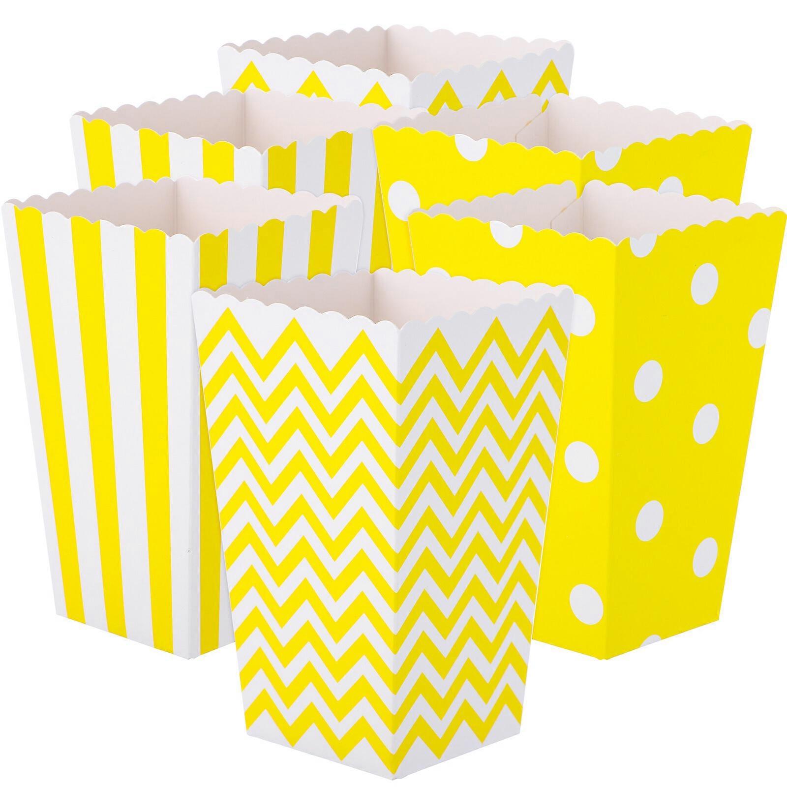 48pcs Popcorn Boxes Prints Pattern Popcorn Cases Paper Popcorn Box French Fries Boxes