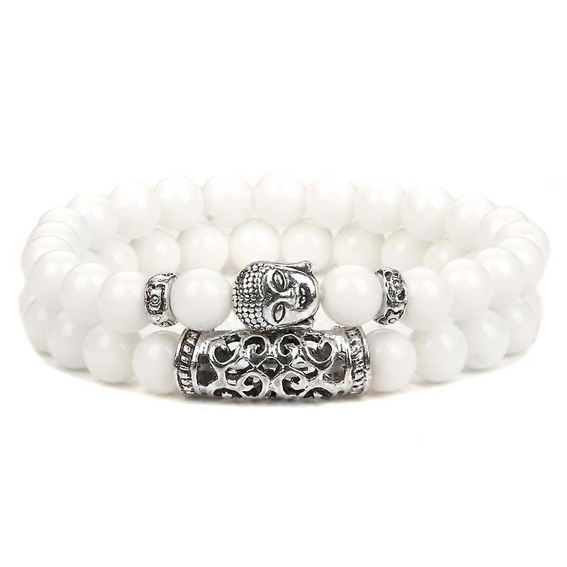 Bracelet - White Porcelain Layers - Elegant Tranquility
