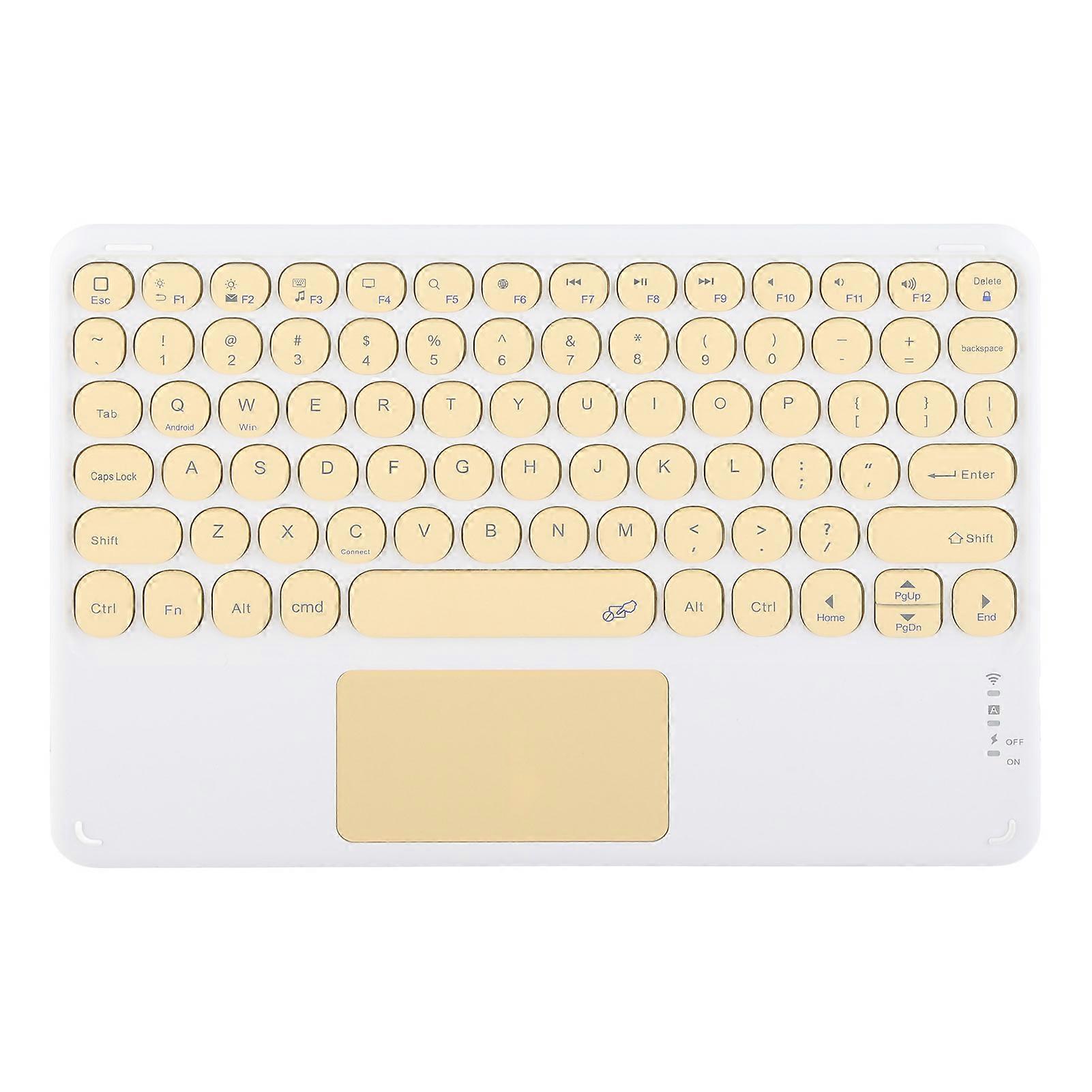Bluetooth Keyboard Touchpad Round Keycap with Ergonomic Design Stable Connection 10inYellow