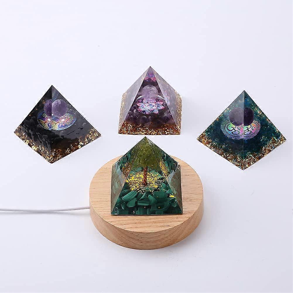 Pyramide Cristal Bouddha Nupuyai - Figurine Feng Shui Reiki En Résine Et Pierre Naturelle Aquamarine - Méditation, Protection Et Décoration Maison Bureau
