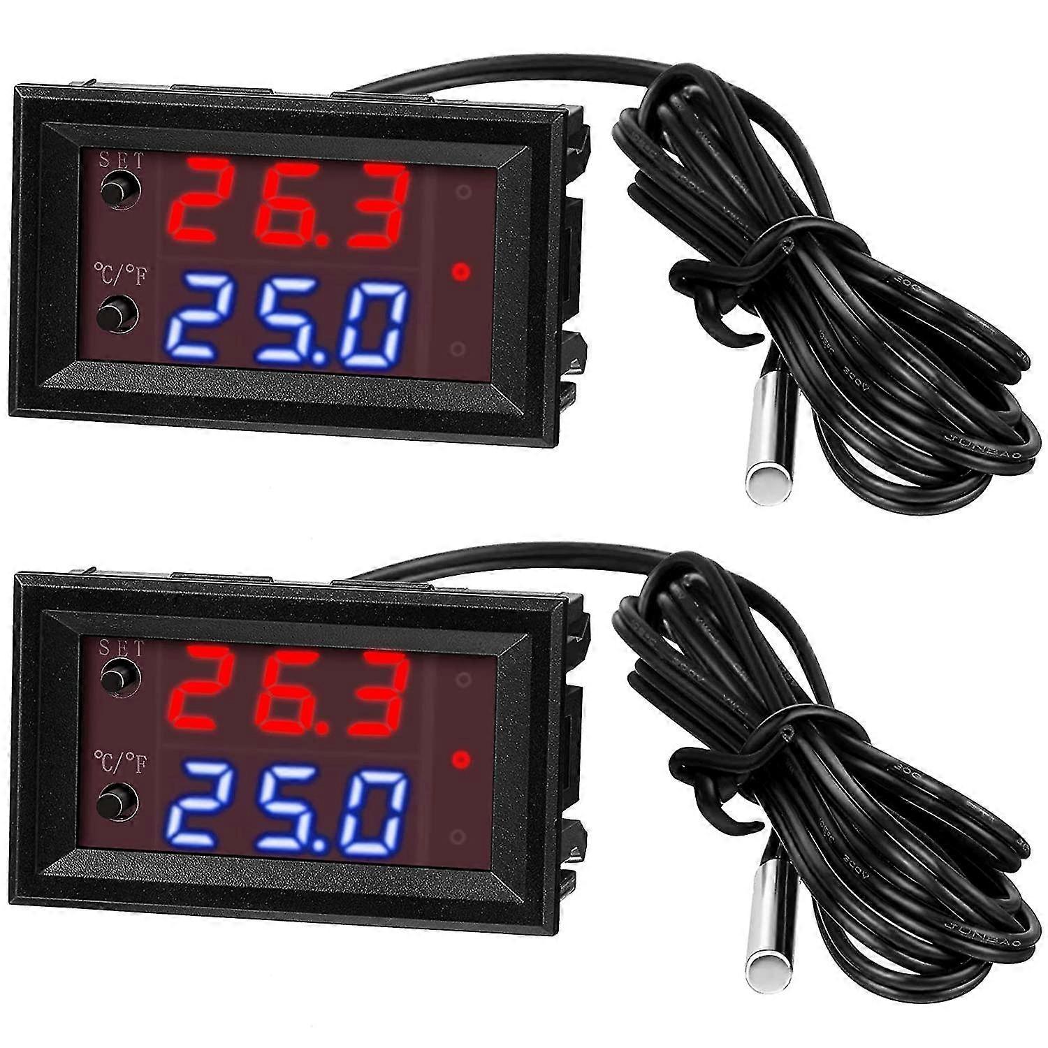 2 Pcs 12v Electronic Temperature Controller Programmable Thermostat Control Switch Module Dual Colo